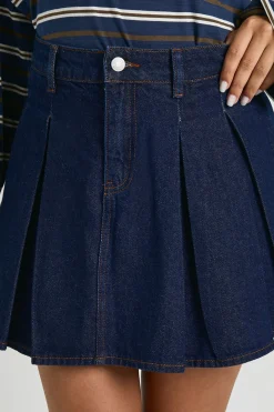 boohoo Jupe en denim plissée<Femme Jupes|Denim