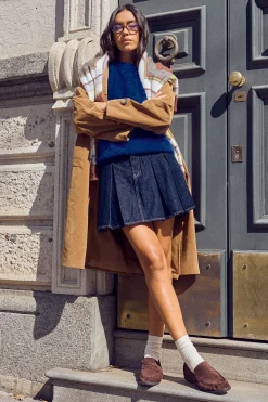 boohoo Jupe en denim plissée<Femme Jupes|Denim