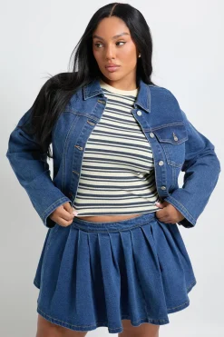 boohoo Jupe en denim plissée Plus<Femme Jupes|Denim