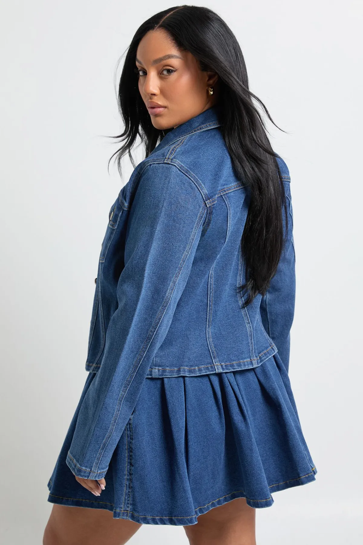 boohoo Jupe en denim plissée Plus<Femme Jupes|Denim