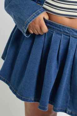 boohoo Jupe en denim plissée Plus<Femme Jupes|Denim
