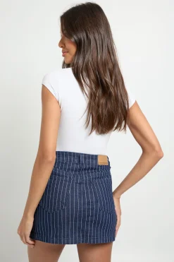 boohoo Jupe en denim rayée<Femme Jupes|Denim