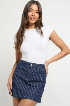 boohoo Jupe en denim rayée<Femme Jupes|Denim