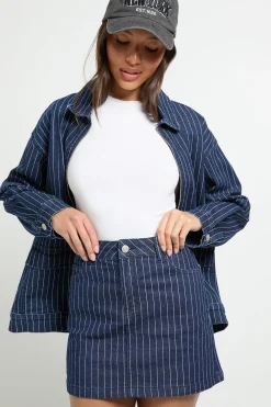 boohoo Jupe en denim rayée<Femme Jupes|Denim