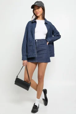 boohoo Jupe en denim rayée<Femme Jupes|Denim