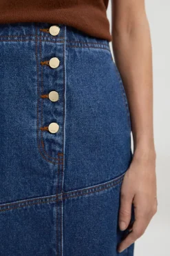 KarenMillen Jupe en Jean Asymétrique Boutonnée Devant Coupe Évasée<Femme Jupes|Denim