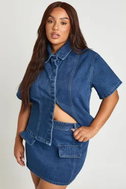 Jupe En Jean Courte Avec Détail De Poche Grande Taille