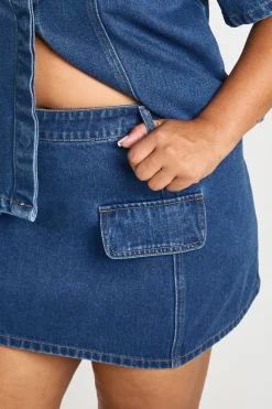 Jupe En Jean Courte Avec Détail De Poche Grande Taille