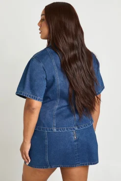 Jupe En Jean Courte Avec Détail De Poche Grande Taille
