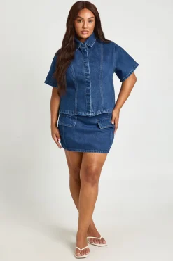 Jupe En Jean Courte Avec Détail De Poche Grande Taille