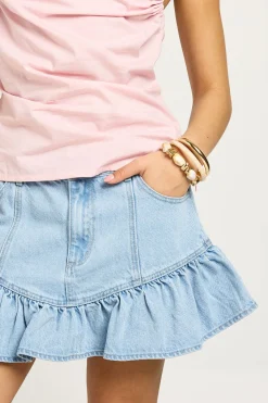 boohoo Jupe En Jean À Ourlet Volant<Femme Jupes|Denim