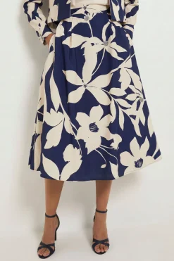 Jupe En Sergé Ottoman À Motif Floral