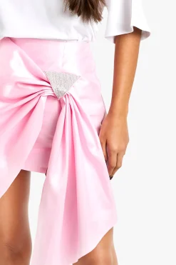 boohoo Jupe en taffetas avec nœud Diamante Trim<Femme Jupes|Jupes