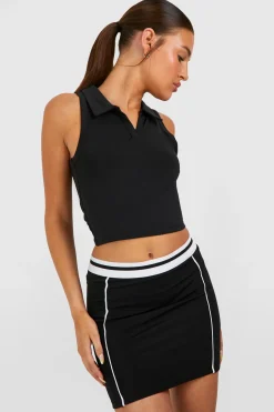 Jupe en tissu technique avec ceinture contrastée et passepoil