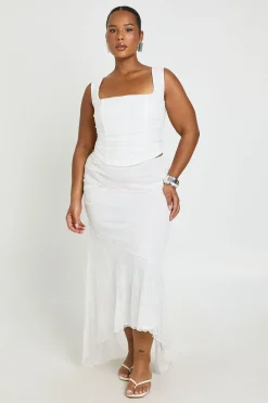 boohoo Jupe Froncée Asymétrique En Dentelle Grande Taille<Femme Jupes|Tons Neutres