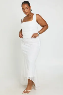 boohoo Jupe Froncée Asymétrique En Dentelle Grande Taille<Femme Jupes|Tons Neutres