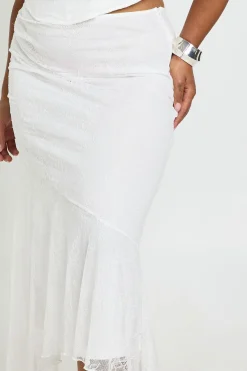 boohoo Jupe Froncée Asymétrique En Dentelle Grande Taille<Femme Jupes|Tons Neutres
