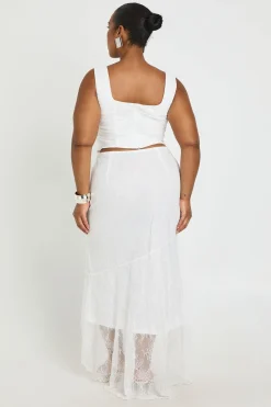 boohoo Jupe Froncée Asymétrique En Dentelle Grande Taille<Femme Jupes|Tons Neutres