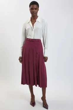 Jupe Kilt Plissée En Crêpe Ajusté