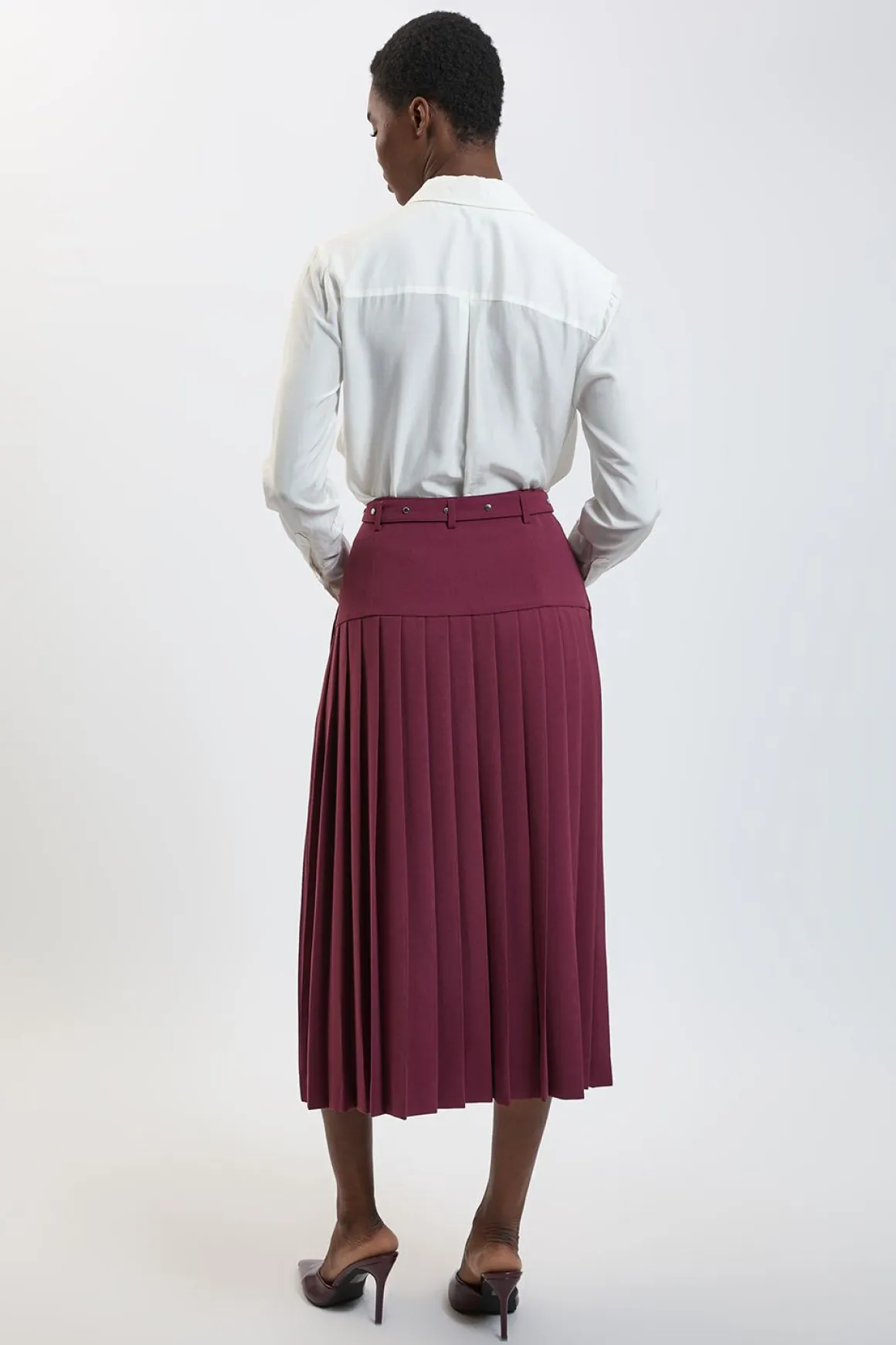 Jupe Kilt Plissée En Crêpe Ajusté