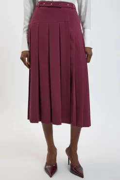 Jupe Kilt Plissée En Crêpe Ajusté