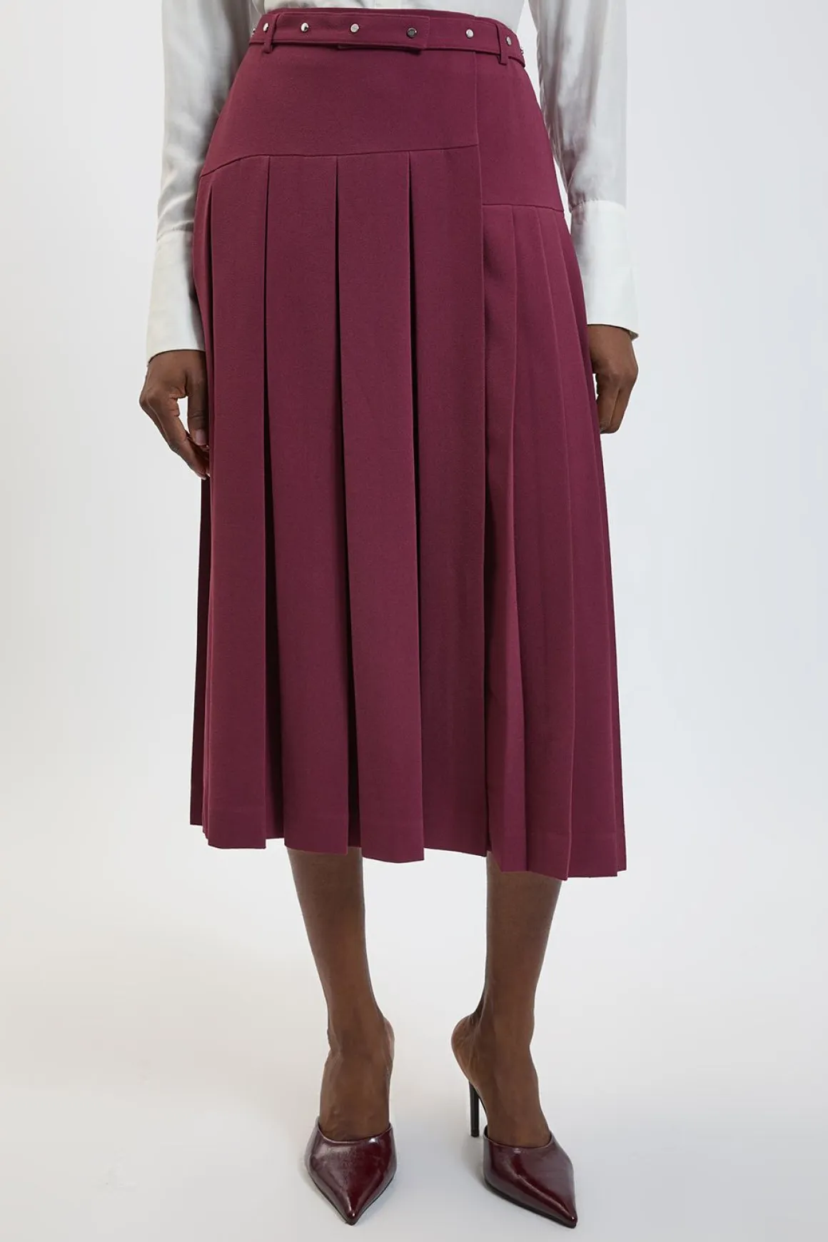 Jupe Kilt Plissée En Crêpe Ajusté