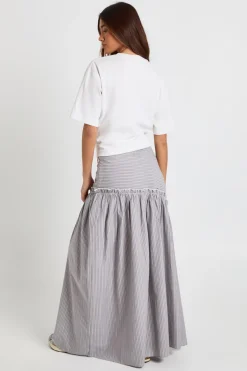 boohoo Jupe Longue Asymétrique En Popeline À Rayures<Femme Jupes|Jupes
