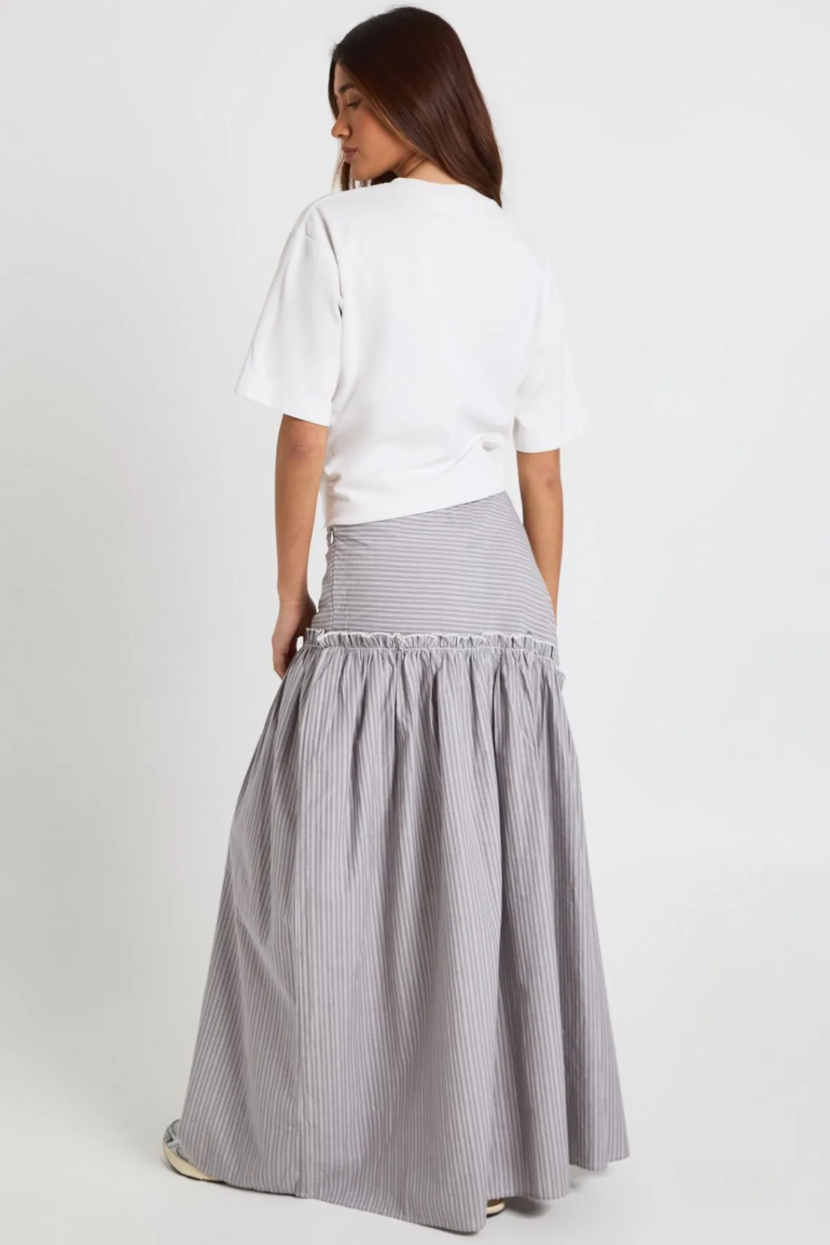 boohoo Jupe Longue Asymétrique En Popeline À Rayures<Femme Jupes|Jupes