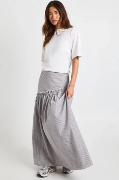 boohoo Jupe Longue Asymétrique En Popeline À Rayures<Femme Jupes|Jupes