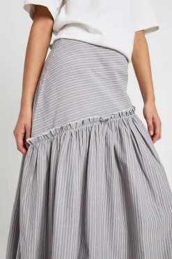 boohoo Jupe Longue Asymétrique En Popeline À Rayures<Femme Jupes|Jupes