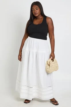 Jupe Longue Brodée En Coton Grande Taille
