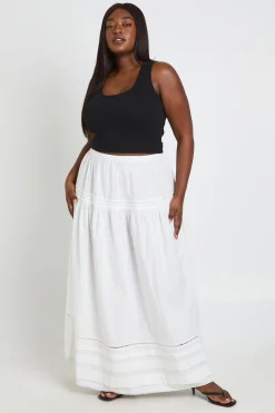 Jupe Longue Brodée En Coton Grande Taille