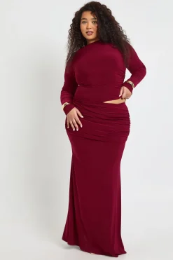 boohoo Jupe Longue Colonne Grande Taille à Détail Drapé<Femme Jupes|Jupes
