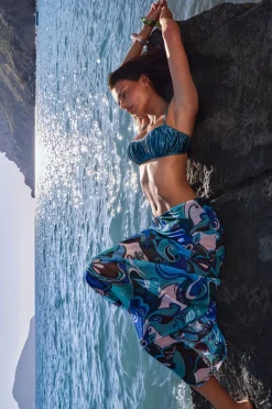 boohoo Jupe Longue De Plage En Maille Transparente À Imprimé Abstrait<Femme Tenues De Plage