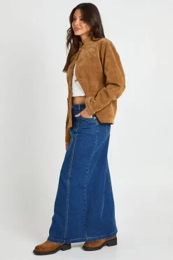 boohoo Jupe Longue En Denim À Détails De Coutures<Femme Jupes|Denim
