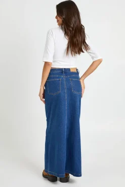 boohoo Jupe Longue En Denim À Détails De Coutures<Femme Jupes|Denim