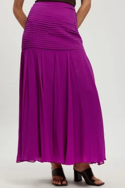 Jupe Longue En Georgette De Viscose Tissée À Ourlet Tombant