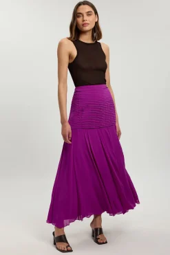 Jupe Longue En Georgette De Viscose Tissée À Ourlet Tombant