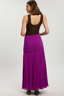 Jupe Longue En Georgette De Viscose Tissée À Ourlet Tombant
