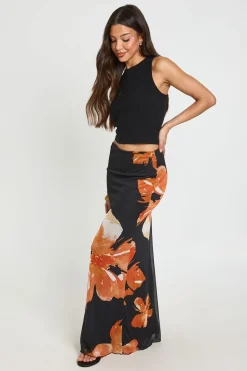 Jupe Longue En Mesh Doublée À Imprimé Floral