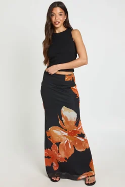 Jupe Longue En Mesh Doublée À Imprimé Floral