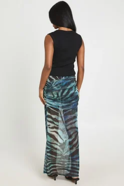 boohoo Jupe Longue En Mesh À Imprimé Animal<Femme Jupes|Jupes