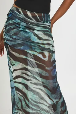 boohoo Jupe Longue En Mesh À Imprimé Animal<Femme Jupes|Jupes