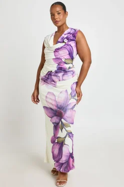 boohoo Jupe Longue En Mesh Imprimé Floral Grande Taille<Femme Jupes|Jupes