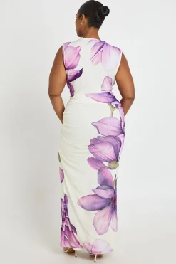boohoo Jupe Longue En Mesh Imprimé Floral Grande Taille<Femme Jupes|Jupes