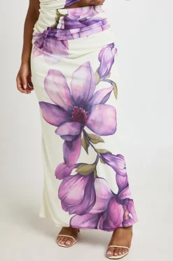boohoo Jupe Longue En Mesh Imprimé Floral Grande Taille<Femme Jupes|Jupes