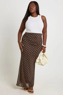boohoo Jupe Longue En Mesh À Pois Grande Taille<Femme Jupes|Jupes