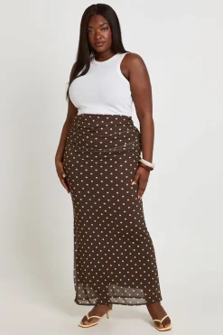 boohoo Jupe Longue En Mesh À Pois Grande Taille<Femme Jupes|Jupes