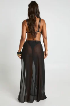 boohoo Jupe Longue En Mesh Transparent Avec Détail Bordure Écaille De Tortue Et Fente Latérale<Femme Tenues De Plage