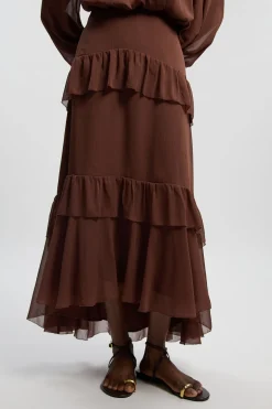 Jupe Longue en Mousseline Froissée Tissée